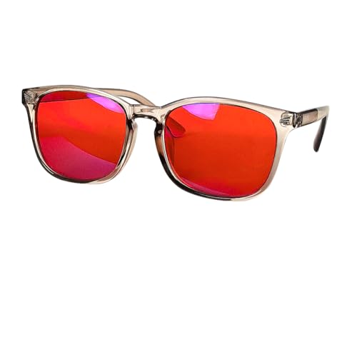 SHINU Herren Brille Blaulicht blockierende Computerbrille Orange Gelb Klare Gläser Brille Hellblau Brille 3 Blockierrate, Sh068 C7 Rot, Medium von SHINU