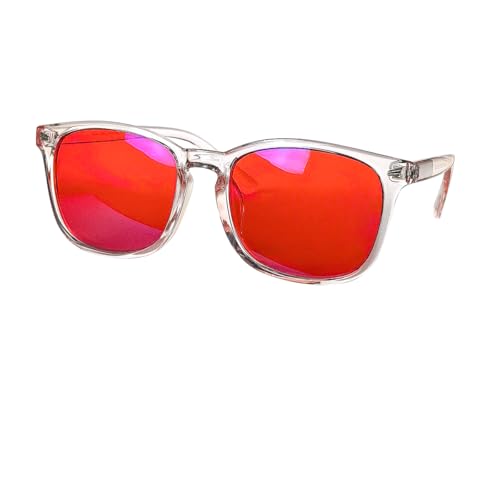 SHINU Herren Brille Blaulicht blockierende Computerbrille Orange Gelb Klare Gläser Brille Hellblau Brille 3 Blockierrate, Sh068 C9 Rot, Medium von SHINU
