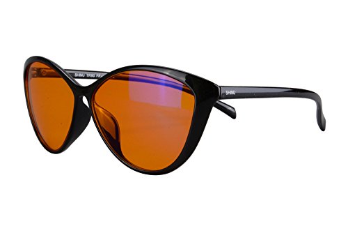 SHINU Layies Cateye Blaulicht Blockierende Computerbrille Nachtfahrbrille-5865(C1,orange Linse) von SHINU