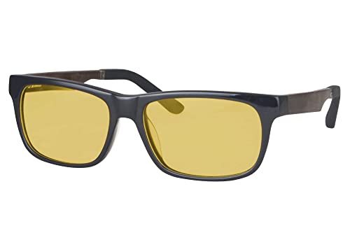 SHINU Platz Kurzsichtig Sonnenbrille Maenner Polarisierte Myopie Objektiv Holz Kurzsichtig Sonnenbrille-1,0-1,5-1,75-2,0-ZF112(gloss black-yellow lens myopia 1.00) von SHINU