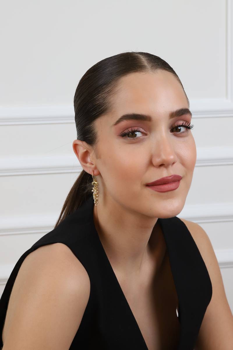 Avantgarde Baumelnde Süßwasser Perle Traube Ohrringe - Perlenohrringe Für Mama - 30. Geburtstag Ohrringe-925 Silber Vergoldete Brautohrringe von SHINYJEWELERYCo