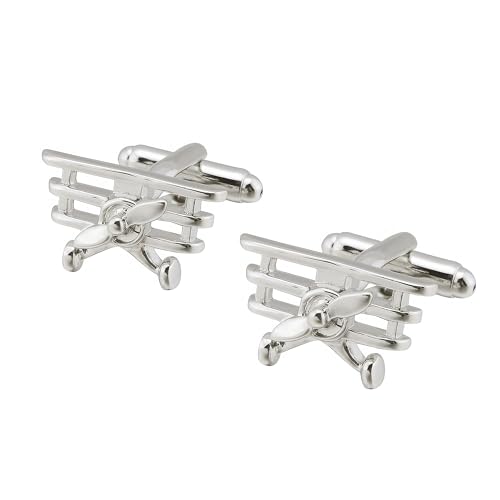 Manschettenknöpfe, Motiv Luftfahrt – Original-Manschettenknöpfe im Luftfahrtbereich, Verkauf als Paar – Accessoire für Party oder Kostüm, Hemd und Jacke, Smoking, Propellerflugzeug, One size von SHIPITNOW