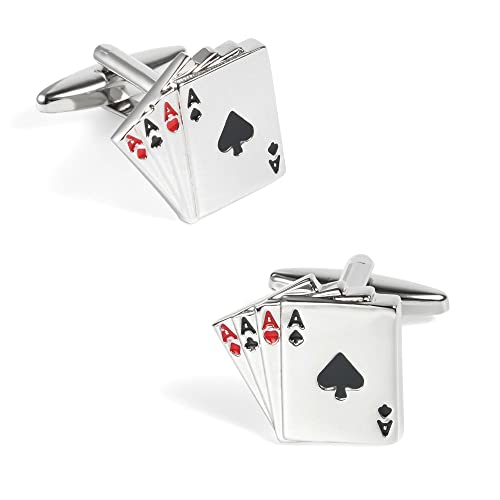 Manschettenknöpfe, Motiv: Gesellschaftsspiele und Casino, originelle Manschettenknöpfe – Party-Accessoires oder Kostüme, Hemd und Jacke, Smoking, Kartenspiel, One size von SHIPITNOW