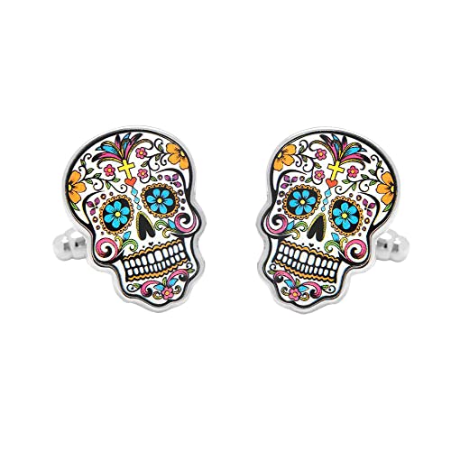 Manschettenknöpfe Piraten- oder Halloweenmotiv – originelle Manschettenknöpfe – Party-Zubehör oder Kostüm, Hemd und Jacke, Smoking, Mexikanische Calavera, One size von SHIPITNOW
