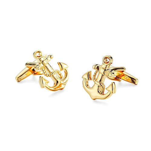 Manschettenknöpfe maritimes Design – originelle Manschettenknöpfe im Meer Stil verkauft als Paar – Party-Zubehör oder Kostüm, Hemd und Jacke, Smoking, Anker Marine, One size von SHIPITNOW
