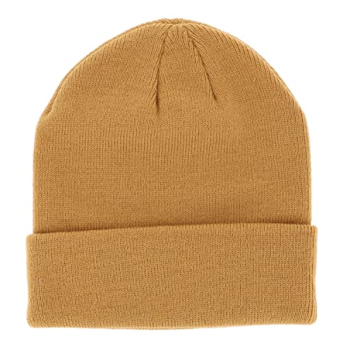 SHIPITNOW Senfgelb Herren oder Damen Wintermütze Einfarbig - Basic Strickmütze ohne Bommel - 100% Acryl Beanie- Einfaches und klassisches Mützen ohne Marke - Einheitsgröße von SHIPITNOW