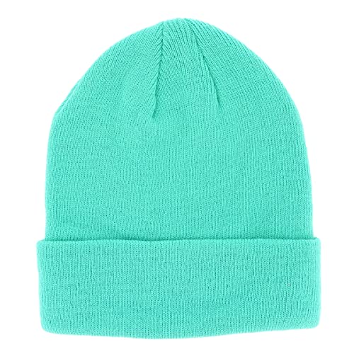 SHIPITNOW Mintgrün Herren oder Damen Wintermütze Einfarbig - Basic Strickmütze ohne Bommel - 100% Acryl Beanie- Einfaches und klassisches Mützen ohne Marke - Einheitsgröße von SHIPITNOW