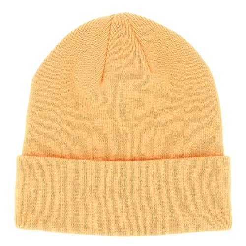SHIPITNOW Gelb Orange Herren oder Damen Wintermütze Einfarbig - Basic Strickmütze ohne Bommel - 100% Acryl Beanie- Einfaches und klassisches Mützen ohne Marke - Einheitsgröße von SHIPITNOW