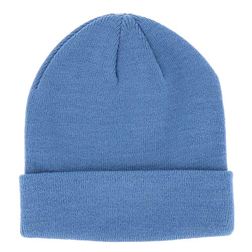 SHIPITNOW Hellblaue Herren oder Damen Wintermütze Einfarbig - Basic Strickmütze ohne Bommel - 100% Acryl Beanie- Einfaches und klassisches Mützen ohne Marke - Einheitsgröße von SHIPITNOW