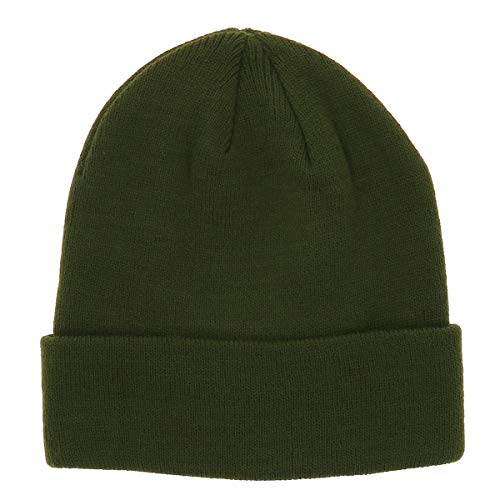 SHIPITNOW Khaki grüne Herren oder Damen Wintermütze Einfarbig - Basic Strickmütze ohne Bommel - 100% Acryl Beanie- Einfaches und klassisches Mützen ohne Marke - Einheitsgröße von SHIPITNOW