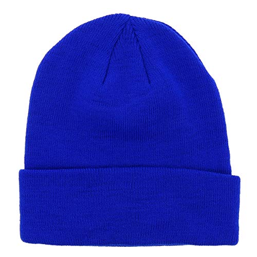 SHIPITNOW Königsblaue Herren oder Damen Wintermütze Einfarbig - Basic Strickmütze ohne Bommel - 100% Acryl Beanie- Einfaches und klassisches Mützen ohne Marke - Einheitsgröße von SHIPITNOW