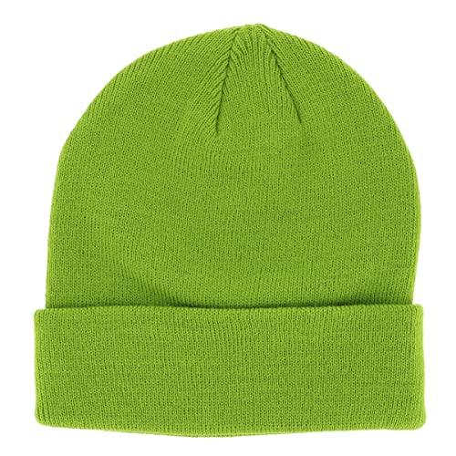 SHIPITNOW Limonengrün Herren oder Damen Wintermütze Einfarbig - Basic Strickmütze ohne Bommel - 100% Acryl Beanie- Einfaches und klassisches Mützen ohne Marke - Einheitsgröße von SHIPITNOW