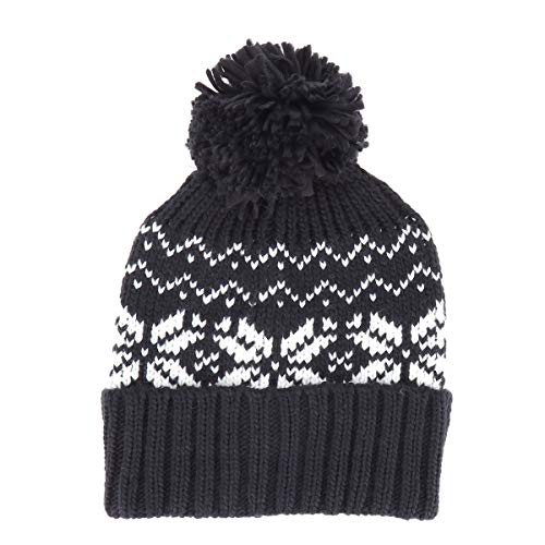 SHIPITNOW Marineblaue Schneeflockenmuster Herren oder Damen Wintermütze - Warme und Dicke Strickmütze mit Bommel - 100% Acryl Beanie - Trendiges und Originelles Modell - Einheitsgröße von SHIPITNOW