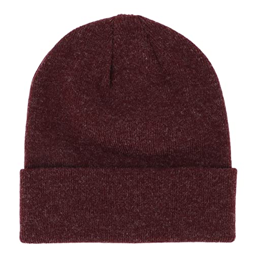 SHIPITNOW Melierter Weinrot Herren oder Damen Wintermütze Einfarbig - Basic Strickmütze ohne Bommel - 100% Acryl Beanie- Einfaches und klassisches Mützen ohne Marke - Einheitsgröße von SHIPITNOW
