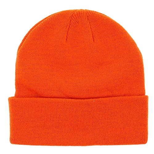 SHIPITNOW Orange Herren oder Damen Wintermütze Einfarbig - Basic Strickmütze ohne Bommel - 100% Acryl Beanie- Einfaches und klassisches Mützen ohne Marke - Einheitsgröße von SHIPITNOW