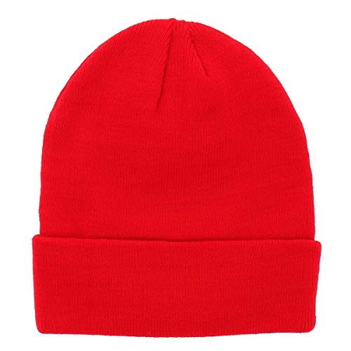 SHIPITNOW Rote Herren oder Damen Wintermütze Einfarbig - Basic Strickmütze ohne Bommel - 100% Acryl Beanie- Einfaches und klassisches Mützen ohne Marke - Einheitsgröße von SHIPITNOW