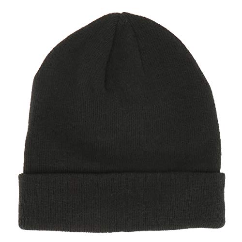 SHIPITNOW Schwarze Herren oder Damen Wintermütze Einfarbig - Basic Strickmütze ohne Bommel - 100% Acryl Beanie- Einfaches und klassisches Mützen ohne Marke - Einheitsgröße von SHIPITNOW