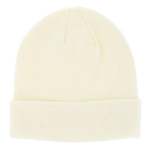 SHIPITNOW Weiße Herren oder Damen Wintermütze Einfarbig - Basic Strickmütze ohne Bommel - 100% Acryl Beanie- Einfaches und klassisches Mützen ohne Marke - Einheitsgröße von SHIPITNOW