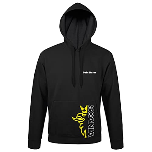 Trucker Scania Greif mit Schriftzug Gold und weiß Pullover Hoodi mit individuellem Namenaufdruck auf der Brust (M) von SHIRT-TO-GO