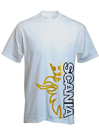 Unisex Trucker Kurzarm Shirt weiß mit Aufdruck Scania Greif Größe XXL von SHIRT-TO-GO