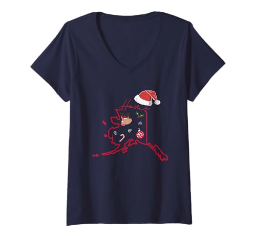 Damen Alaska Christmas — Alaska Pride Outfit für EIN Wiedersehen T-Shirt mit V-Ausschnitt Damen Alaska Christmas — Alaska Pride Outfit für EIN Wiedersehen T-Shirt mit V-Ausschnitt von SHIRTSIDE Alaska Christmas