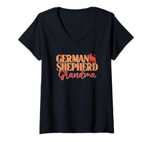 Damen Deutscher Schäferhund Oma GSD Hund Oma Großmutter T-Shirt mit V-Ausschnitt Damen Deutscher Schäferhund Oma GSD Hund Oma Großmutter T-Shirt mit V-Ausschnitt von SHIRTSIDE German Shepherd