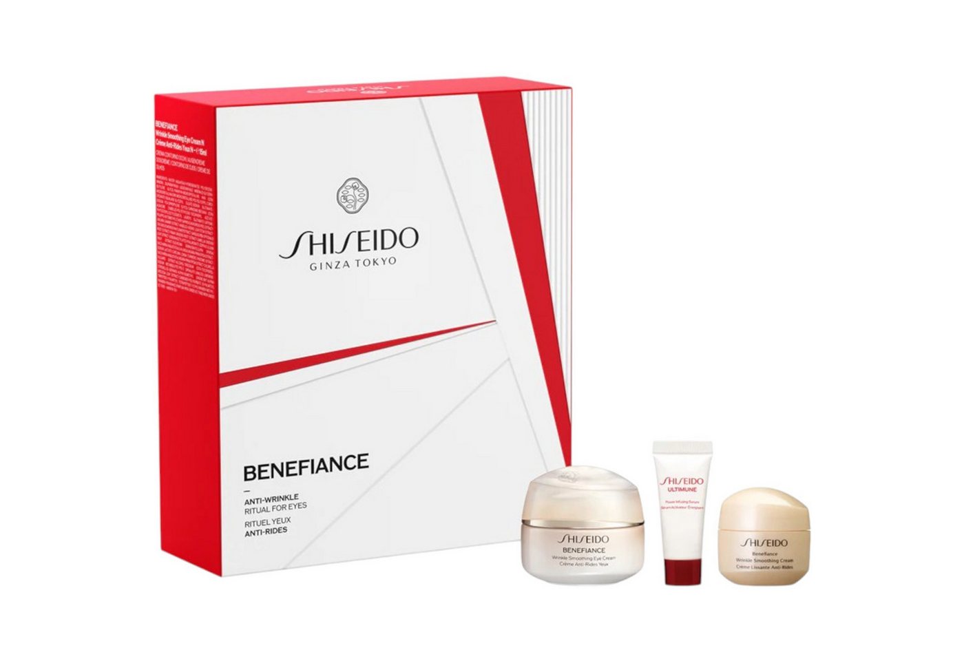 SHISEIDO Gesichtspflege-Set Shiseido Benefiance Anti-Wrinkle Ritual for Eyes (3pcs) BENEFIANCE Wrinkle Smoothing Eye Cream 15 ml + ULTIMUNE Power Infusing Serum 5 ml + BENEFIANCE Wrinkle Smoothing Cream 15 ml / 1 Stk., 3-tlg. von SHISEIDO