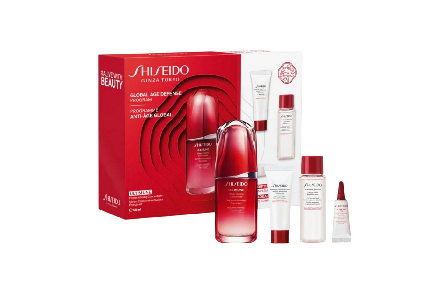 SHISEIDO Gesichtspflege-Set Shiseido Ultimune Set (4-tlg) 1 x Reinigungsschaum 15 ml + 1 x Gesichtsserum 50 ml + 1 x Gesichtslotion 30 ml + 1 x Augenserum 3 ml, 4-tlg. von SHISEIDO