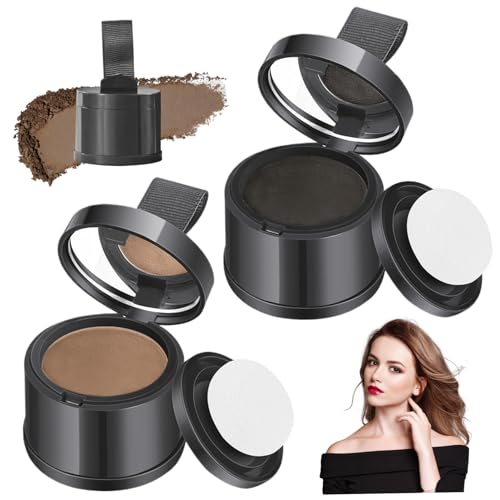 Haaransatzpulver 2pcs Wurzel wurzeln schwarz ＆ leichter Kaffee Haarvolumen Pulver Schweißsicheres Haaransatz für Frauen verbergen sofort Haarausfall, Volumen von SHITOOMFE