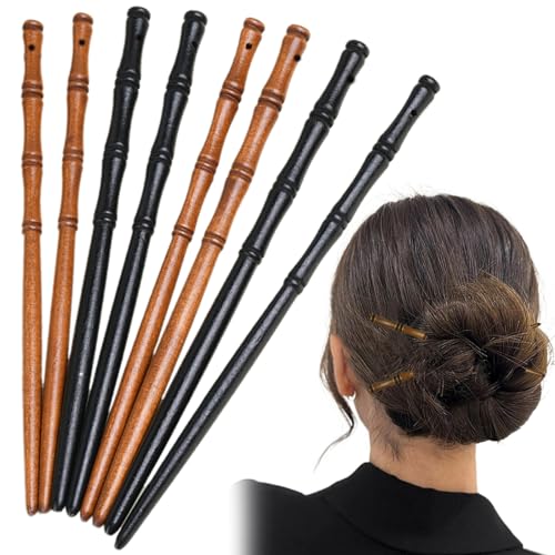 Hölzerne Haarstöcke, 8pcs Haarspannstäbchen für Frauen, Bambusform chinesischer Haarnadel, Vintage DIY Haarstifte für Brötchen langes Haar von SHITOOMFE