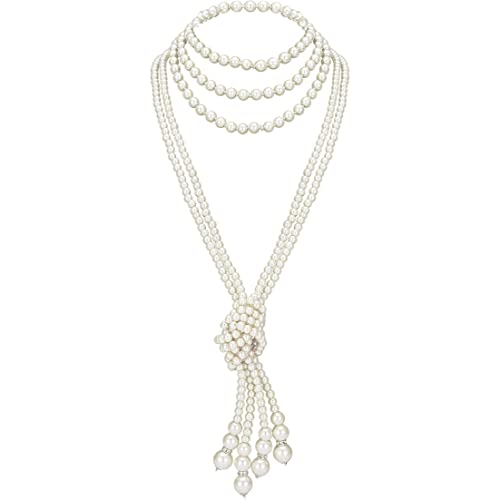 SHITOOMFE Lange Perlen Halskette Kunstperlen Halskette Set Perlen Long Perlen Halskette 1920er Jahre Kostüm Schmuck Perlen Halskette von SHITOOMFE