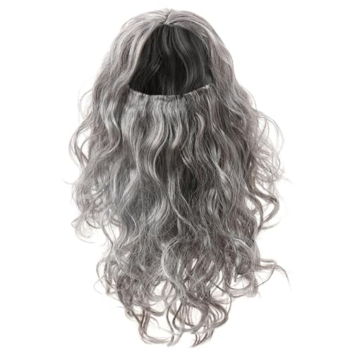 Zaubererkostüm Männer 14 Zoll lang lockige lockige graue Perücke realistische wiederverwendbare Halloween -Perücken für Halloween Cosplay Party Dress Up von SHITOOMFE