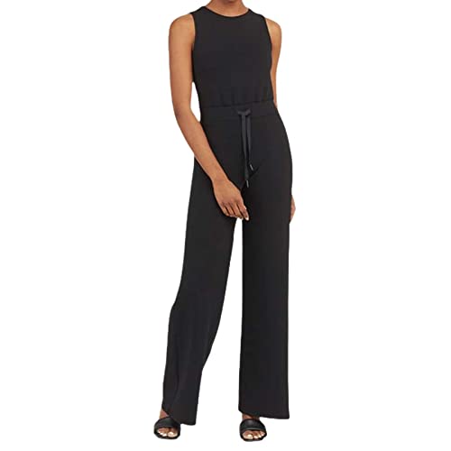 Air Essentials Jumpsuit Damen Elegant Casual Ärmelloser Einfarbiger Jumpsuits für Damen Mit Weitem Bein Rundhals Ausschnitt Jumpsuit Mit Taschen Elastischer Hohen Taille Kordelzug Romper Overall Damen von SHITOUJI