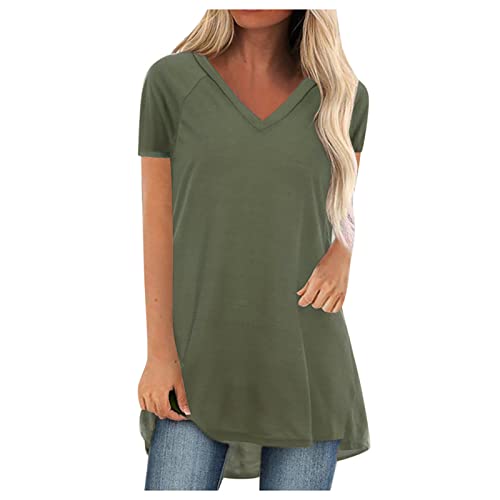 Longshirt Damen Kurzarm Tunika Oversize Tshirts Longbluse Casual Kurzarm Oberteile Sommer T-Shirt Große Größen Lange Kurzärmeliges Bluse Kurzarm Locker Sommershirts Für Frauen Boho Hippie Blusen von SHITOUJI