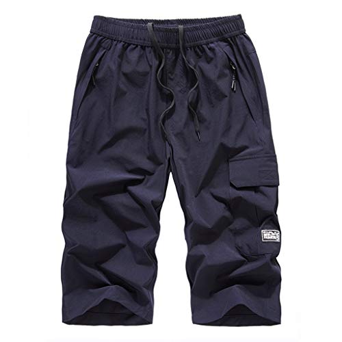 SHITOUJI Herren 3/4 Sport Shorts Kurze Sporthose Cargohose Schnelltrocknende Sportshorts Laufshorts Outdoor Hose Reißverschluss Taschen Caprihose Wanderhose Arbeitshose Jogginghose von SHITOUJI