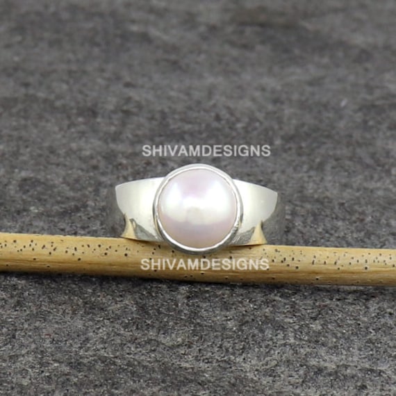 Natürliche Perle Sterling Silber Ring, Herrenring Am Kleinen Finger von SHIVAMDESIGNSIND