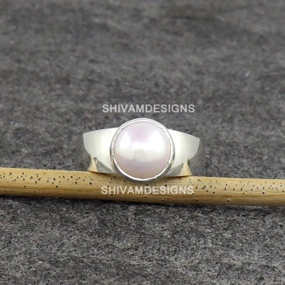Natürliche Perle Sterling Silber Ring, Herrenring Am Kleinen Finger von SHIVAMDESIGNSIND