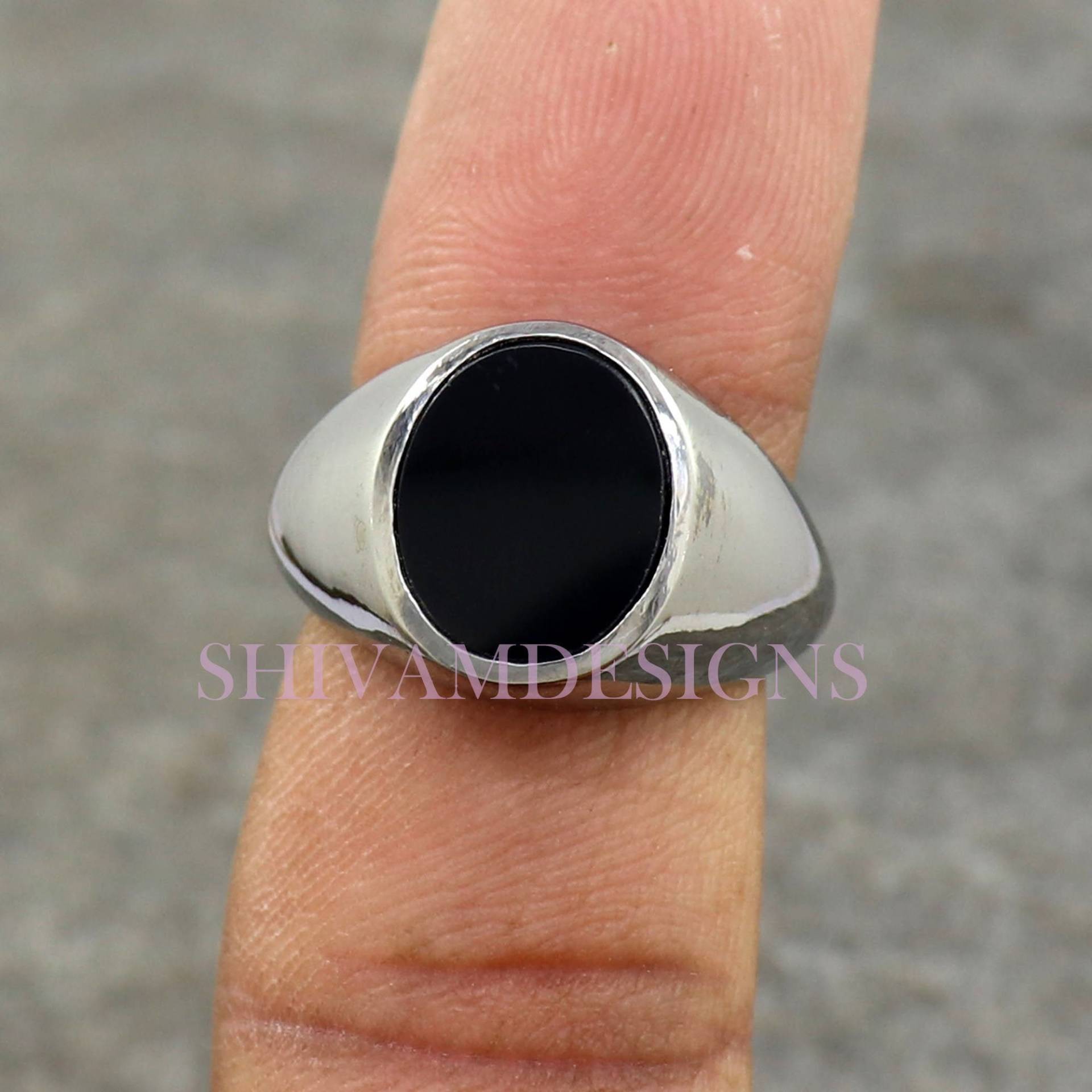 Natürliche Schwarze Onyx Ring, Herren Siegelring Silber, Statement Band Ringe Für Männer, Hochzeit Herrenring, Kleiner Finger Ring Geschenk von SHIVAMDESIGNSIND