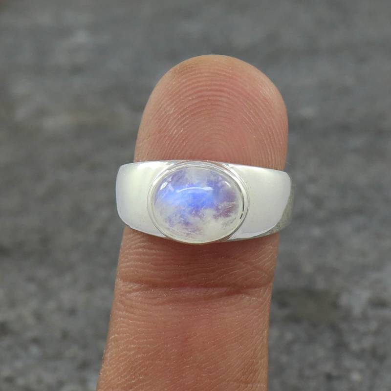 Natürlicher Regenbogen Mondstein Ring, Ring Des Mannes Aus Sterlingsilber von SHIVAMDESIGNSIND