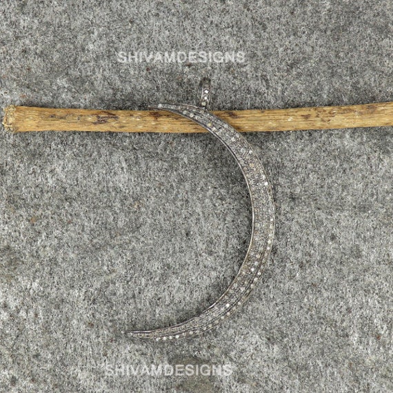 sterling Silber Pave Diamant Mond Anhänger, 2.16 Ct von SHIVAMDESIGNSIND