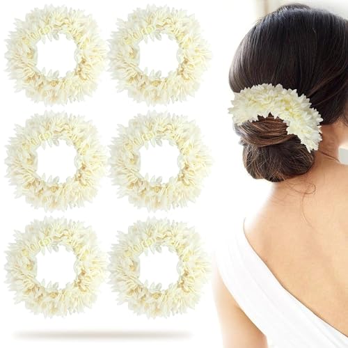 6 Stück Künstliche Gajra Duft Mogra Blume Scrunchies für Dutt, Armband, Juda und Pferdeschwanz Damen Haarschmuck Set mit Haarband, perfekt für Frisuren, Hochzeit, und künstliche Blumen für 6 Stück Künstliche Gajra Duft Mogra Blume Scrunchies für Dutt, Armband, Juda und Pferdeschwanz Damen Haarschmuck Set mit Haarband, perfekt für Frisuren, Hochzeit, und künstliche Blumen für von SHIVAMKRAFT