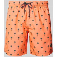 Shiwi Badehose mit Motiv-Print Modell 'Scratched Shiwi Palm' in Neon Orange, Größe L von Shiwi