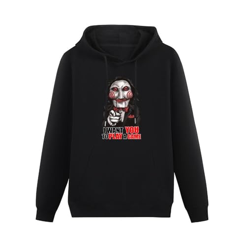 SHIWUNANFANG Sweatshirt Hoodie Anaser Saw Jigsaw Billy Puppet I Want You to Play A Game Unisex Adult Size Black L von SHIWUNANFANG