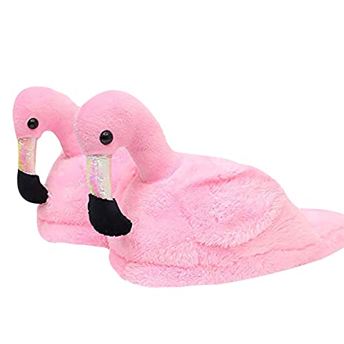 SHIXIAOSHU Tierpantoffeln, weiche und bequeme Hausschuhe, süße flauschige Pantoffeln (Flamingo Rosa, adult, women, numeric_38, numeric_range, eu_footwear_size_system, numeric_41, medium) von SHIXIAOSHU