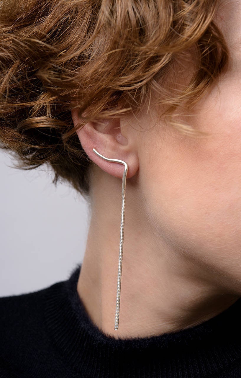 sterling Silber Threader Ohrringe Moderne Kletterer Baumeln, Minimalist Schmuck von SHIZING