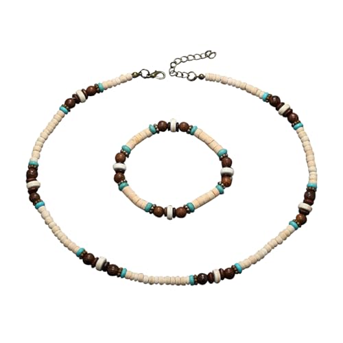 SHLWYG Herren-Halskette aus Holzperlen aus Kokosnussschalen, Halsketten-Armband-Set im Bohème-Stil, kreative Anzugkette für Surfer, gespleißtes Schlüsselbeinketten-Set aus Kokosnussschalen SHLWYG Herren-Halskette aus Holzperlen aus Kokosnussschalen, Halsketten-Armband-Set im Bohème-Stil, kreative Anzugkette für Surfer, gespleißtes Schlüsselbeinketten-Set aus Kokosnussschalen von SHLWYG