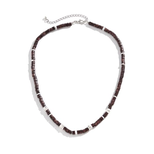 SHLWYG Holzperlen-Halskette (Farbe), Herren-Holzperlenkette, böhmische Schlüsselbeinkette, Persönlichkeitskette, modische Holzkette von SHLWYG