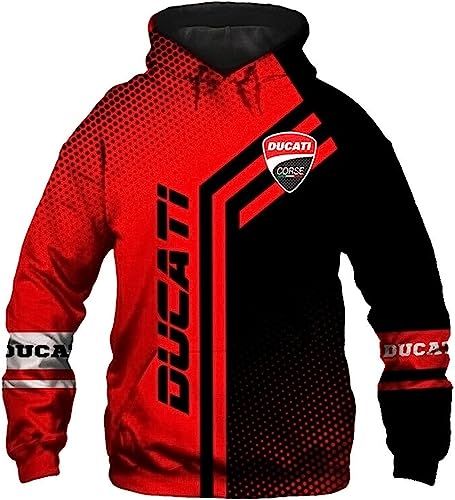 SHMIZZ Unisex Kapuzenpullover Pull Over Sweatshirts 3D für Ducati Print Kapuzenoberteile Casual Langarm Motorrad Hoodie Sport Pullover mit Taschen-G||XL von SHMIZZ