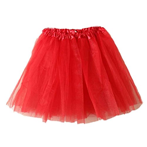 SHOBDW Damen Puffrock Damen Tütü Rock Minirock Organza Pettiskirt 3 Layers Petticoat Tanzkleid dehnbaren informell Mini Skater Rock Ballettrock mit Sternchen Perfekt für Fasching (Rot) von SHOBDW