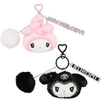 My Melody / Kuromi Fluffy Ball & Rhinestone Alphabet Tag Key Chain (Twin Idol Series) Kuromi - One Size von SHOBIDO